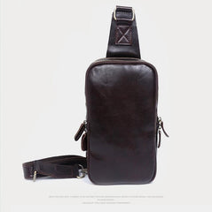 Handmade Leather Mens Cool Chest Bag Sling Bag Crossbody Bag Travel Bag Hiking Bag for men - imessengerbags