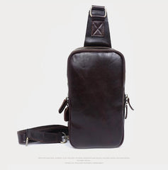 Handmade Leather Mens Cool Chest Bag Sling Bag Crossbody Bag Travel Bag Hiking Bag for men