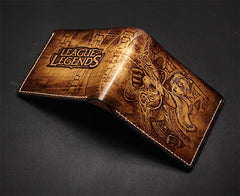 Handmade Leather Tooled League of Legends LOL Ezreal the Prodigal Explorer Mens billfold Wallet Cool Leather Wallet Slim Wallet for Men - imessengerbags