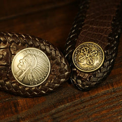 Handmade Leather Crocodile skin Biker Wallet Mens Cool Chain Wallet Trucker Wallet with Chain - imessengerbags