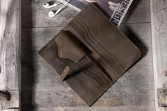 Handmade Leather Mens Clutch Wallet Cool Leather Wallet Long Phone Wallets for Men - imessengerbags