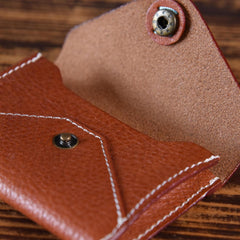 Handmade Mens Cool Short Leather Wallet Men Small Card Slim Wallets Bifold for Men