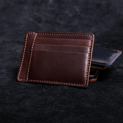 Genuine Leather Mens Cool Slim Front Pocket Wallet Leather Wallet Men Small Wallets  for Men - imessengerbags