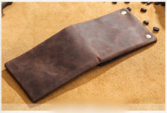 Handmade Leather Mens Cool Slim Leather Wallet Card Wallet Men Small Wallets Bifold for Men - imessengerbags