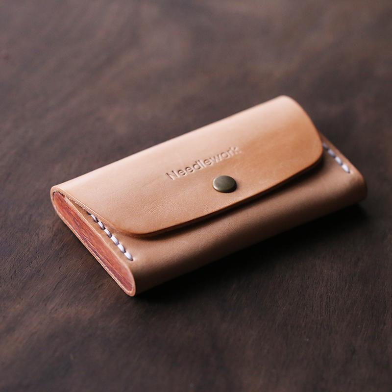 Cool Handmade Wooden Leather Mens Wallet Small Card Holder Coin Wallet for Men