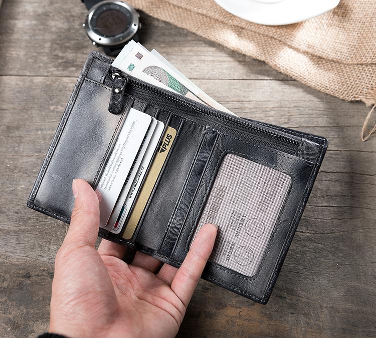 Handmade Leather Mens Cool Slim Leather Wallet Men Small Wallets Bifold for Men - imessengerbags