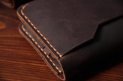 Handmade Leather Mens Cool Long Leather Wallet Bifold Clutch Wallet for Men