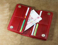 Handmade Leather Tooled Trifold Henna Floral Mens Long Wallet Cool Leather Wallet Clutch Wallet for Men - imessengerbags