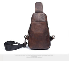 Handmade Genuine Leather Mens Cool Chest Bag Sling Bag Crossbody Bag Travel Bag Hiking Bag for men - imessengerbags