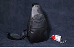 Genuine Leather Mens Cool Chest Bag Sling Bag Crossbody Bag Travel Bag Hiking Bag for men - imessengerbags