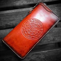 Handmade Leather Mens Tibetan Chain Biker Wallet Cool Leather Wallet Long Clutch Wallets for Men - imessengerbags