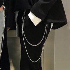 Fashion Men's Womens Double Bead Stainless Steel Pants Chains Biker Wallet Chain For Men - imessengerbags