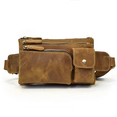 Vintage Leather Fanny Pack Mens Waist Bag Hip Pack Belt Bag for Men