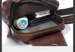 Genuine Leather Mens Cool Chest Bag Sling Bag Crossbody Bag Travel Bag Hiking Bag for men - imessengerbags