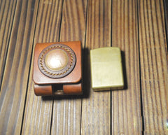 Cool Leather Brown Zippo Lighter Pouch with Belt Loop Zippo lighter case with Belt clip - imessengerbags