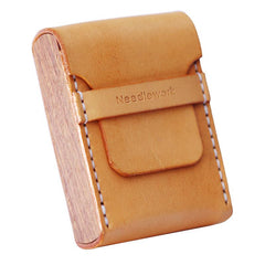 Cool Wooden Beige Leather Mens 20pcs Cigarette Case Custom Cigarette Holder for Men - imessengerbags