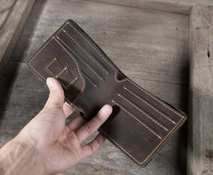 Handmade Leather Mens Cool Slim Leather Wallet Men Small Wallets Bifold for Men - imessengerbags