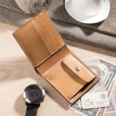 Handmade Leather Mens Cool Slim Leather Wallet Men Small Wallets Bifold for Men - imessengerbags