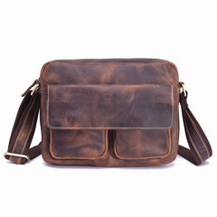 Genuine Leather Mens Cool Messenger Bag SHOULDER BAG CHEST BAG BIKE BAG CYCLING BAG - imessengerbags