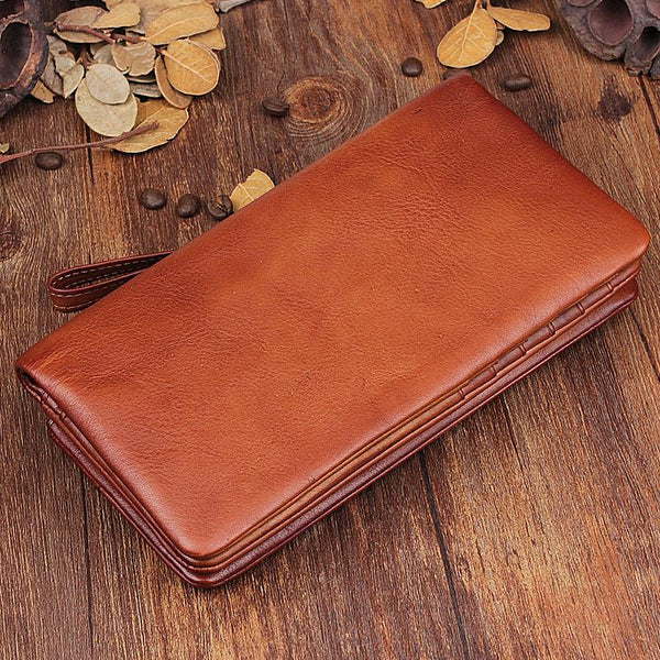 Handmade Mens Cool Long Leather Chain Wallet Cards Biker Trucker Wristlet Wallet - imessengerbags