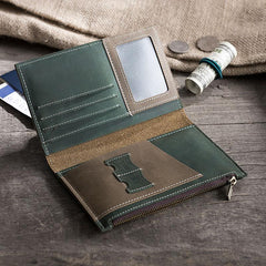 Handmade Leather Mens Travel Wallet Passport Leather Wallet Short Long Wallets for Men