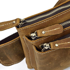 Vintage Leather Fanny Pack Mens Waist Bag Hip Pack Belt Bag for Men