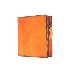 Handmade Mens Cool billfold Leather Wallet Men Small Zipper Wallets Bifold for Men - imessengerbags