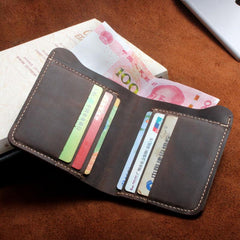 Handmade Leather Mens Cool Slim Leather Wallet Men Small Wallets Bifold for Men - imessengerbags