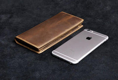 Genuine Leather Mens Cool Long Leather Wallet Zipper Clutch Wristlet Wallet for Men - imessengerbags
