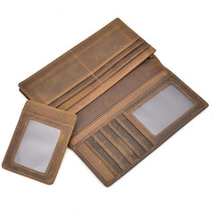 Handmade Leather Mens Cool Long Leather Wallet Passport Wallet Travel Wallet for Men - imessengerbags