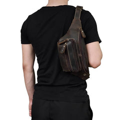 Vintage Leather Fanny Pack Mens Waist Bag Hip Pack Belt Bag for Men