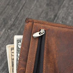 Handmade Leather Mens Cool Slim Leather Wallet Card Wallet Holders Men Small Wallets Trifold for Men - imessengerbags