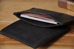 Handmade Mens Cool billfold Leather Wallet Men Small Card Slim Wallets Bifold for Men - imessengerbags