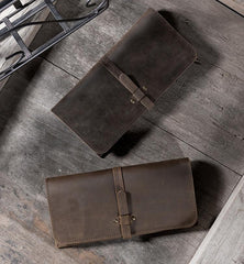 Handmade Leather Mens Clutch Wallet Cool Leather Wallet Long Phone Wallets for Men - imessengerbags