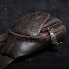 Genuine Leather Mens Cool Chest Bag Sling Bag Crossbody Bag Travel Bag Hiking Bag for men - imessengerbags
