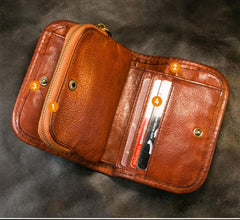 Handmade Leather Mens Chain Biker Wallet Cool Leather Wallet Long Phone Wallets for Men