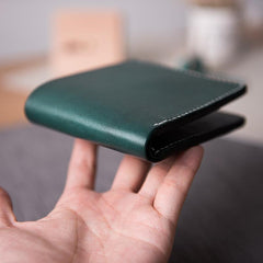 Handmade Leather Mens Cool Slim Leather Wallet Men Small Wallets Bifold for Men Women - imessengerbags