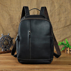 Cool Leather Mens Black Backpack for School Backpack Travel Backpacks For Men - imessengerbags