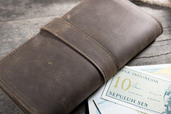 Handmade Leather Mens Clutch Wallet Cool Leather Wallet Long Phone Wallets for Men