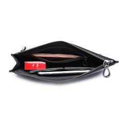 Handmade Leather Mens Clutch Parrots Cool Slim Wallet Zipper Clutch Wristlet Wallet for Men