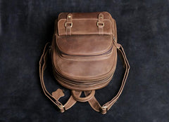 Genuine Leather Mens Cool Backpack Sling Bag Large Black Travel Bag Hiking Bag for men