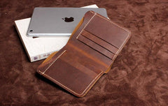 Handmade Leather Mens Cool Slim Leather Wallet Men Small Wallets Bifold for Men - imessengerbags