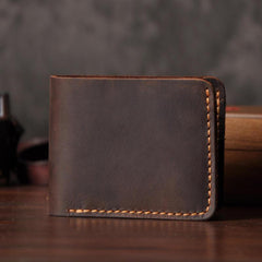 Handmade Leather Mens Cool Slim Leather Wallet Men Small Wallets Bifold for Men - imessengerbags