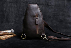 Genuine Leather Mens Cool Chest Bag Sling Bag Crossbody Bag Travel Bag Hiking Bag for men - imessengerbags