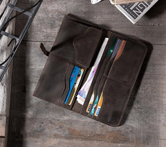 Handmade Leather Mens Clutch Wallet Cool Leather Wallet Long Phone Wallets for Men - imessengerbags