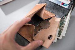 Handmade Leather Mens Cool Slim Leather Wallet Men Small Wallets Trifold for Men - imessengerbags