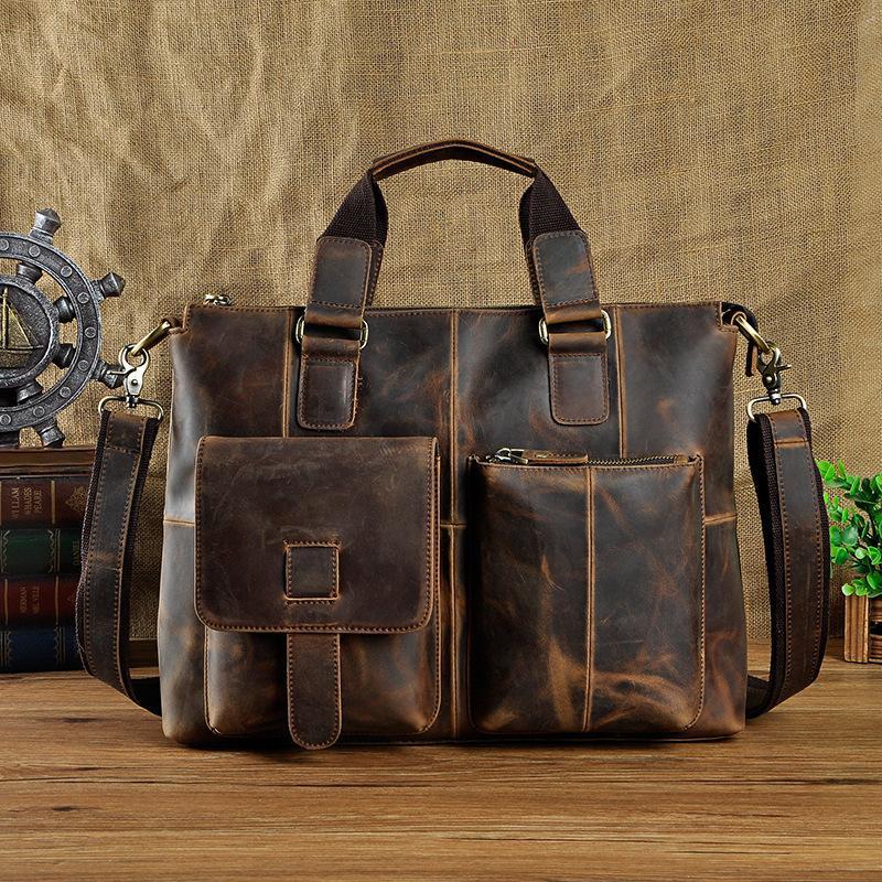 Cool Mens Leather Briefcase Cool Business Briefcases Vintage Shoulder Bag For Men - imessengerbags