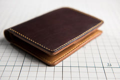 Handmade Leather Mens Cool Slim Leather Wallet Men Small Wallets Bifold for Men - imessengerbags