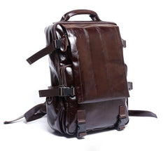 Genuine Leather Mens Cool Backpack Sling Bag Large Black Travel Bag Hiking Bag for men - imessengerbags