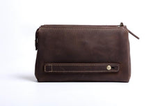 Genuine Leather Mens Cool Long Leather Wallet Zipper Clutch Wristlet Wallet for Men - imessengerbags